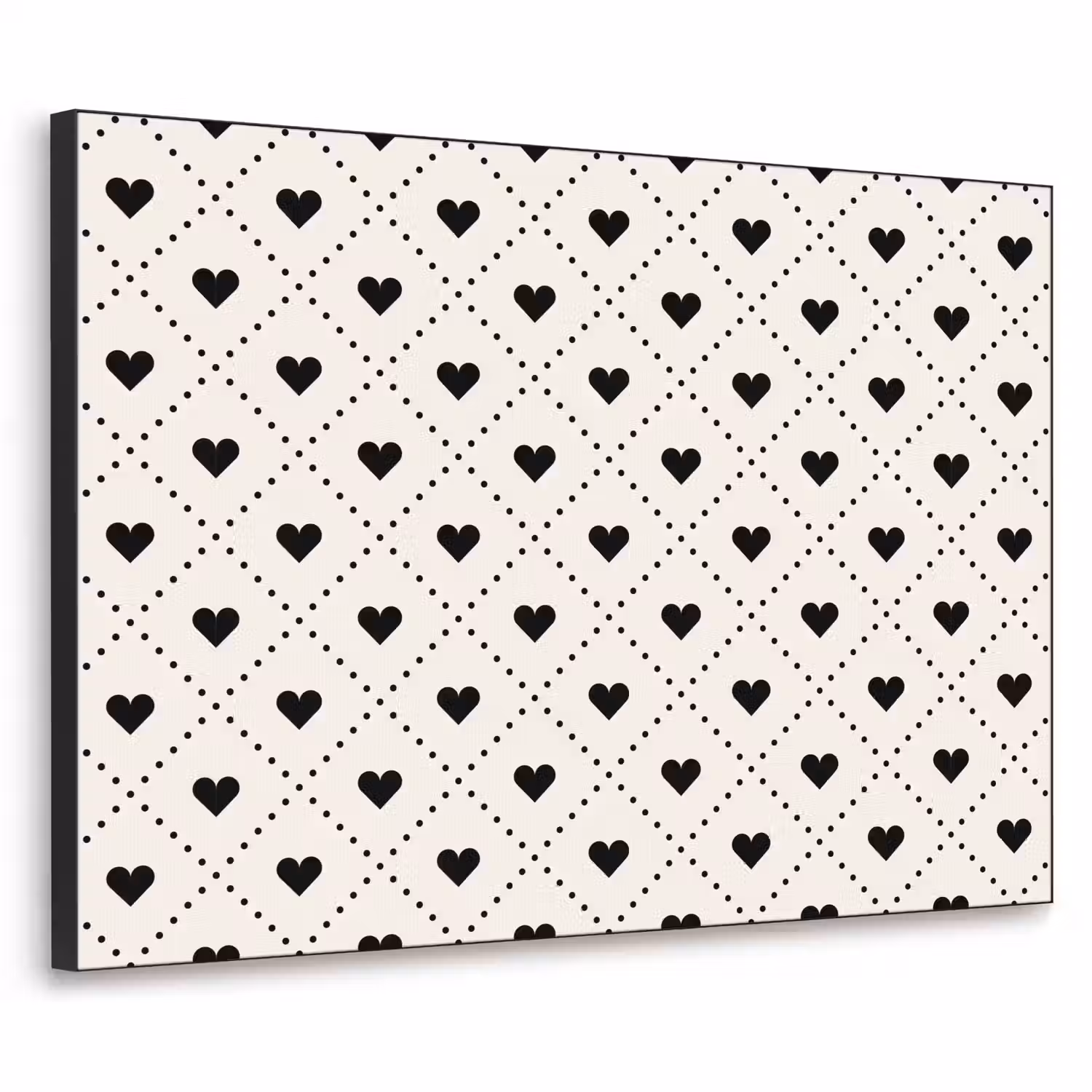 Hart - Vierhoek - Wit - Zwart Textielframe - compleet frame klein 947 -3d
