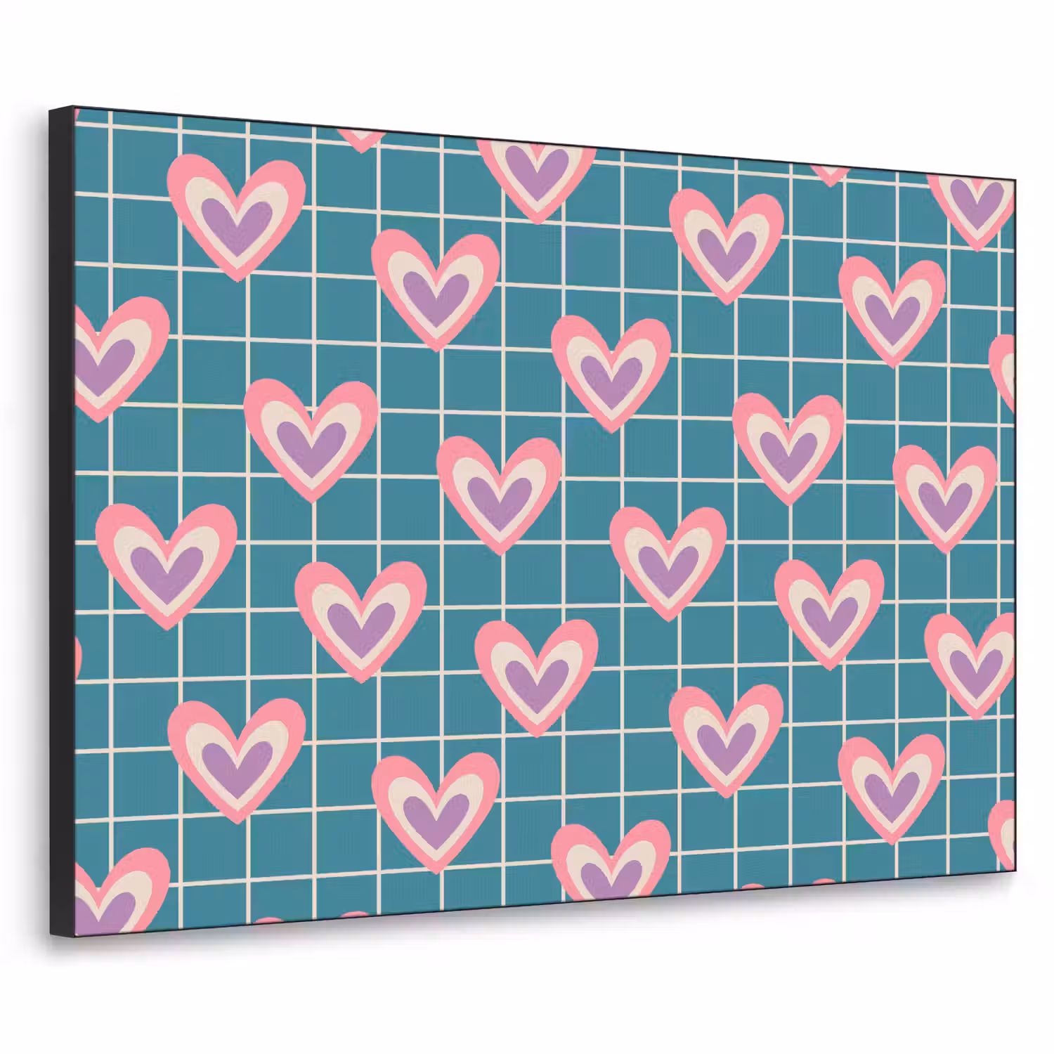 Hartjes - Raster - Patroon - Blauw Textielframe - compleet frame klein 947 -3d