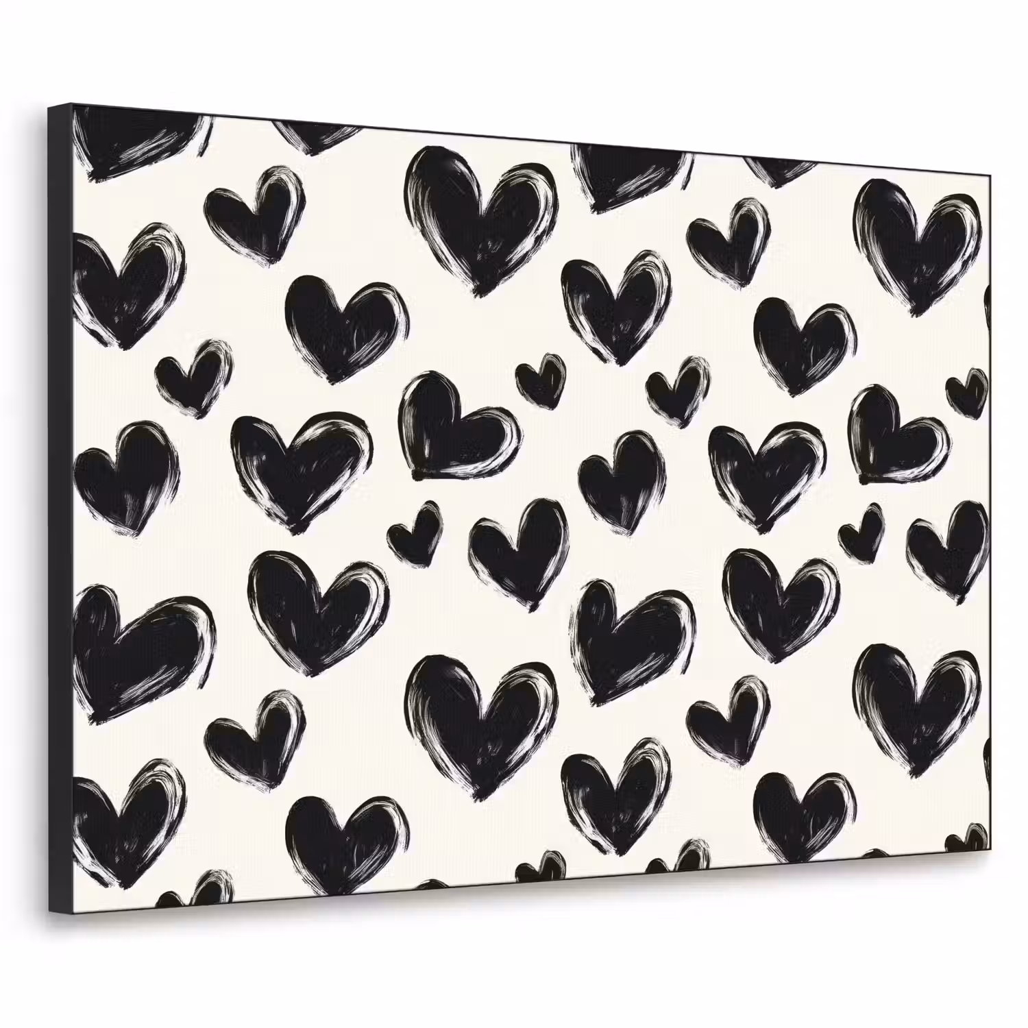 Hartjes - Patroon - Zwart Textielframe zwart klein 947 -3d