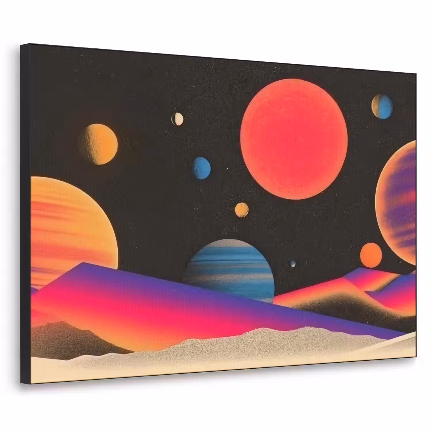 Hemel - Planeten - Felgekleurd Textielframe - compleet frame klein -3d