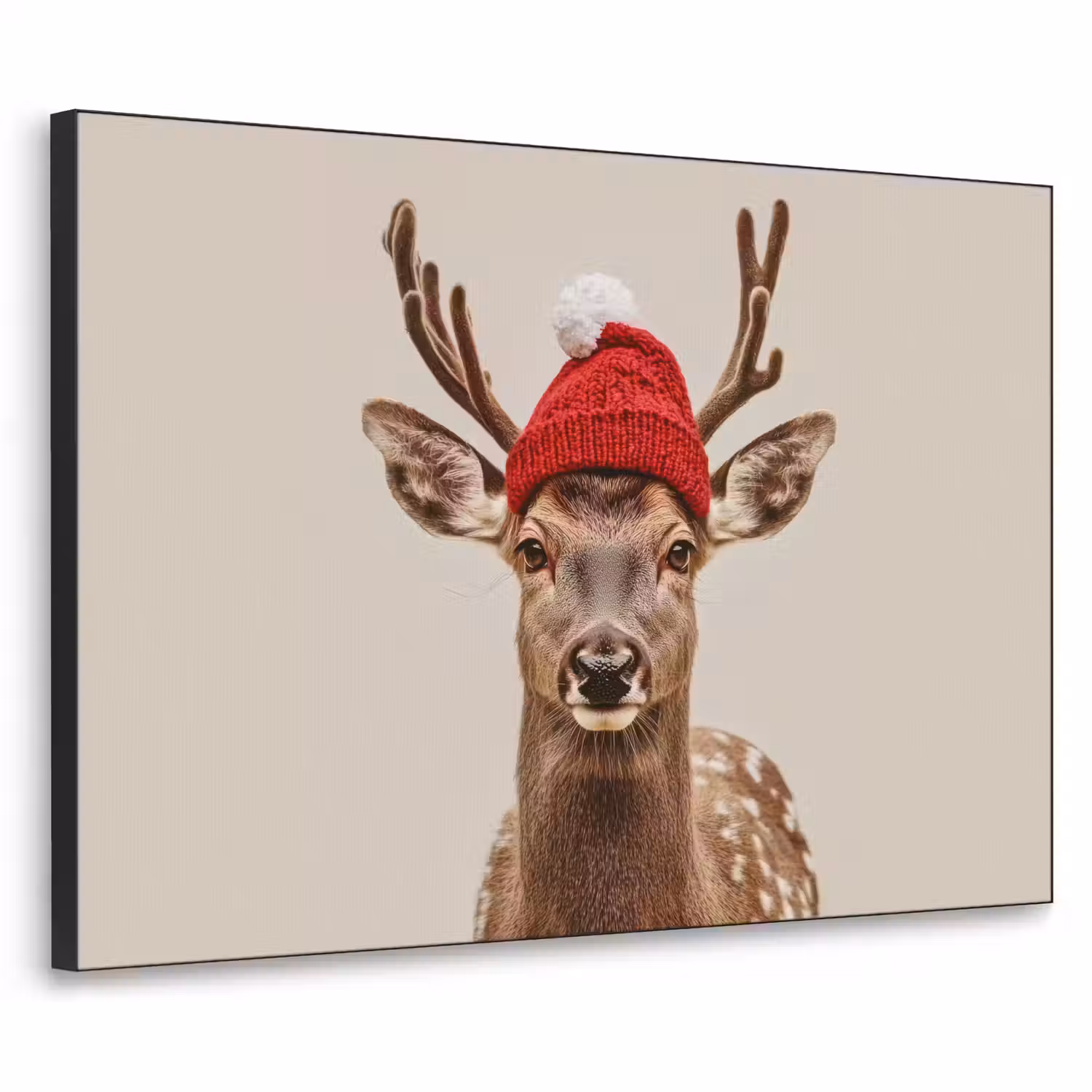 Hert - Kerst - Muts - Dieren - Winter - Grappig Textielframe - compleet frame klein -3d
