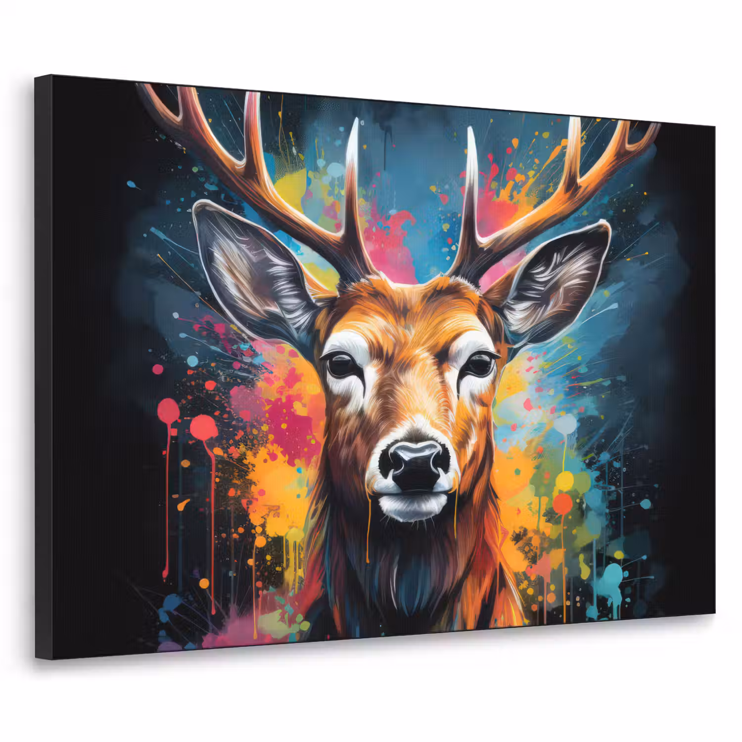 Hert - Graffiti - Dieren - Kleuren Textielframe zwart klein -3d
