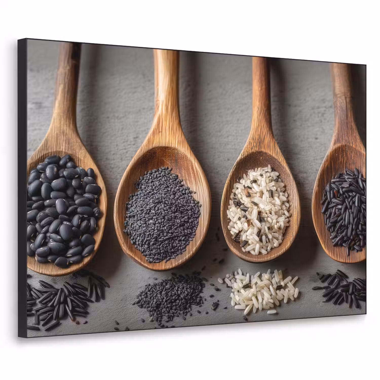 Houten - Lepels - Rijst - Zaden Textielframe - compleet frame klein -3d