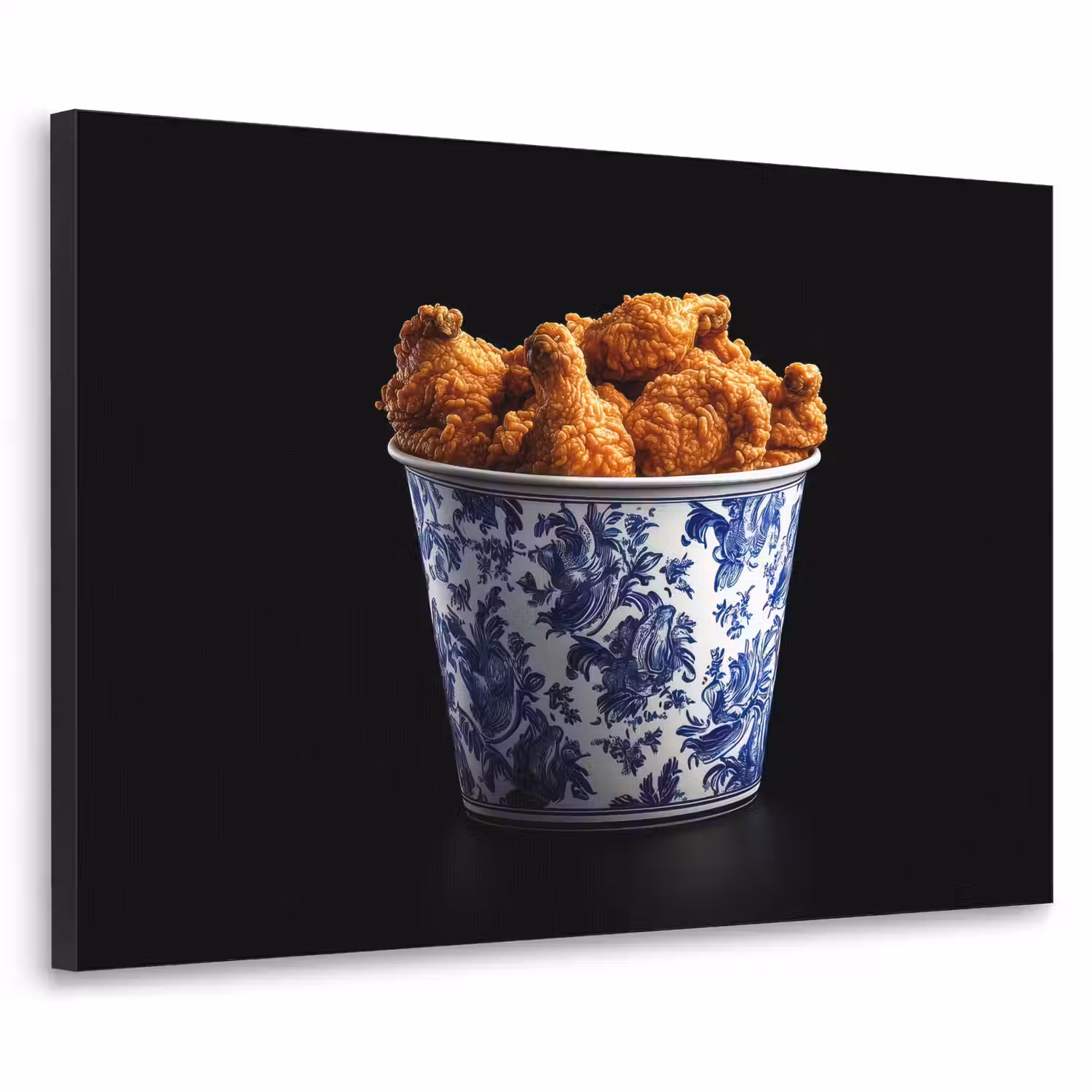Kip - Bucket - Delfts blauw - Lekker Textielframe - compleet frame klein -3d
