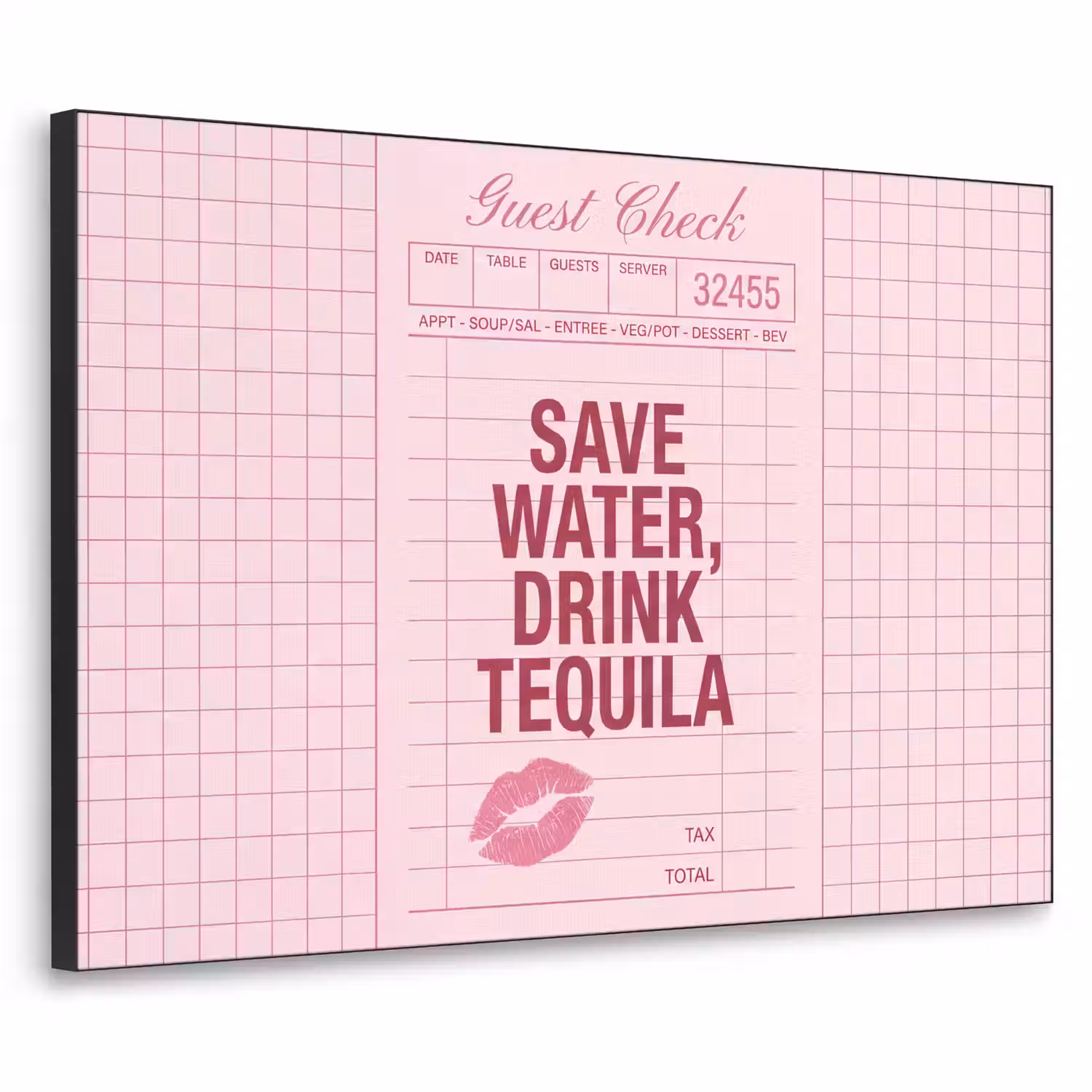 Humor - Drank - Tekst - Roze Textielframe zwart klein -3d