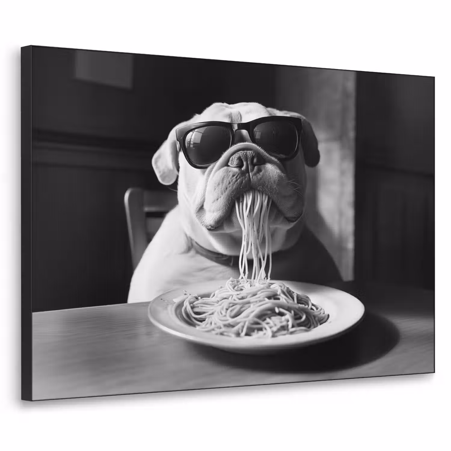 Hond - Bulldog - Pasta - Bril - Stoer - Dieren Textielframe - compleet frame klein -3d