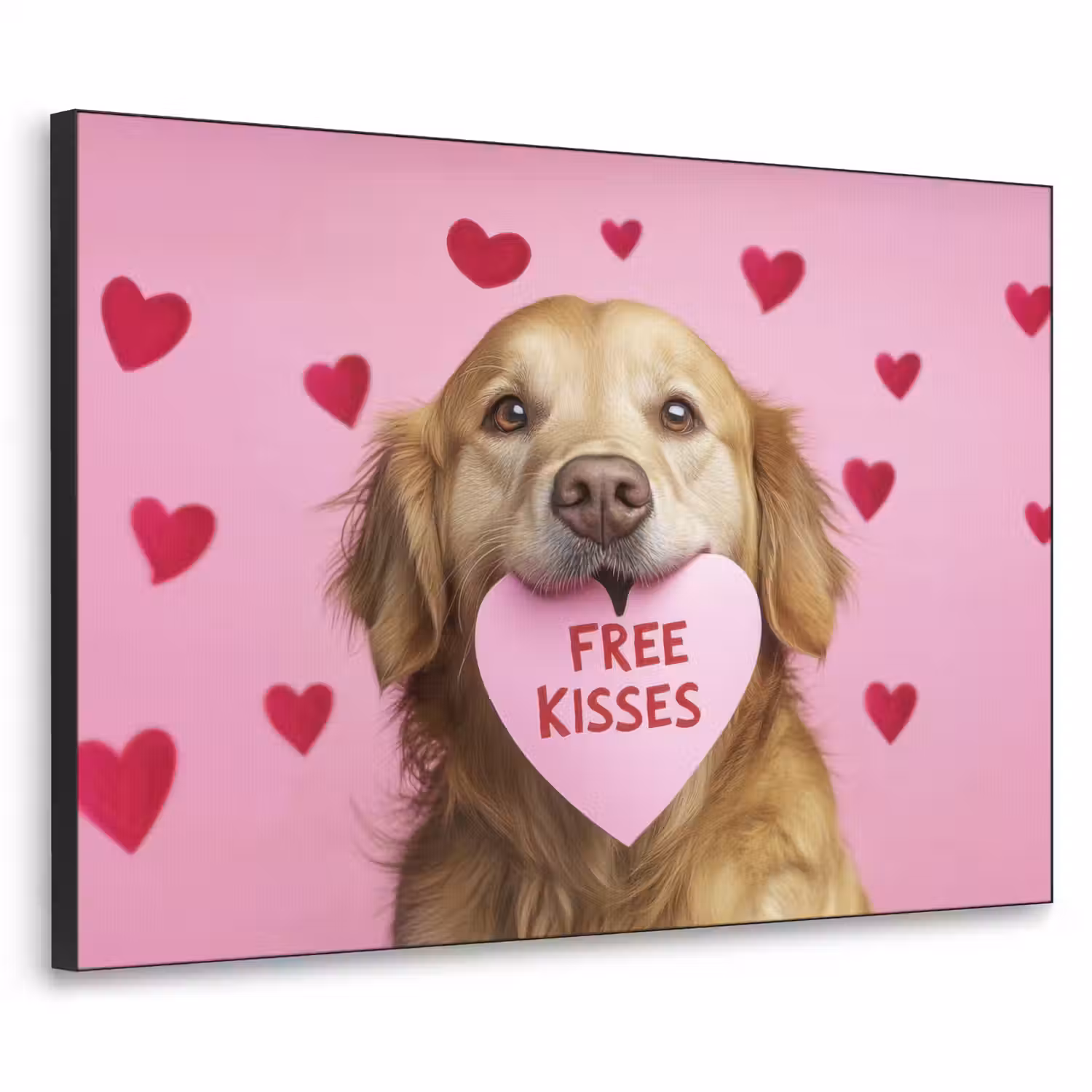 Hond - Kiss- Valentijn - Hartjes Textielframe - compleet frame klein -3d