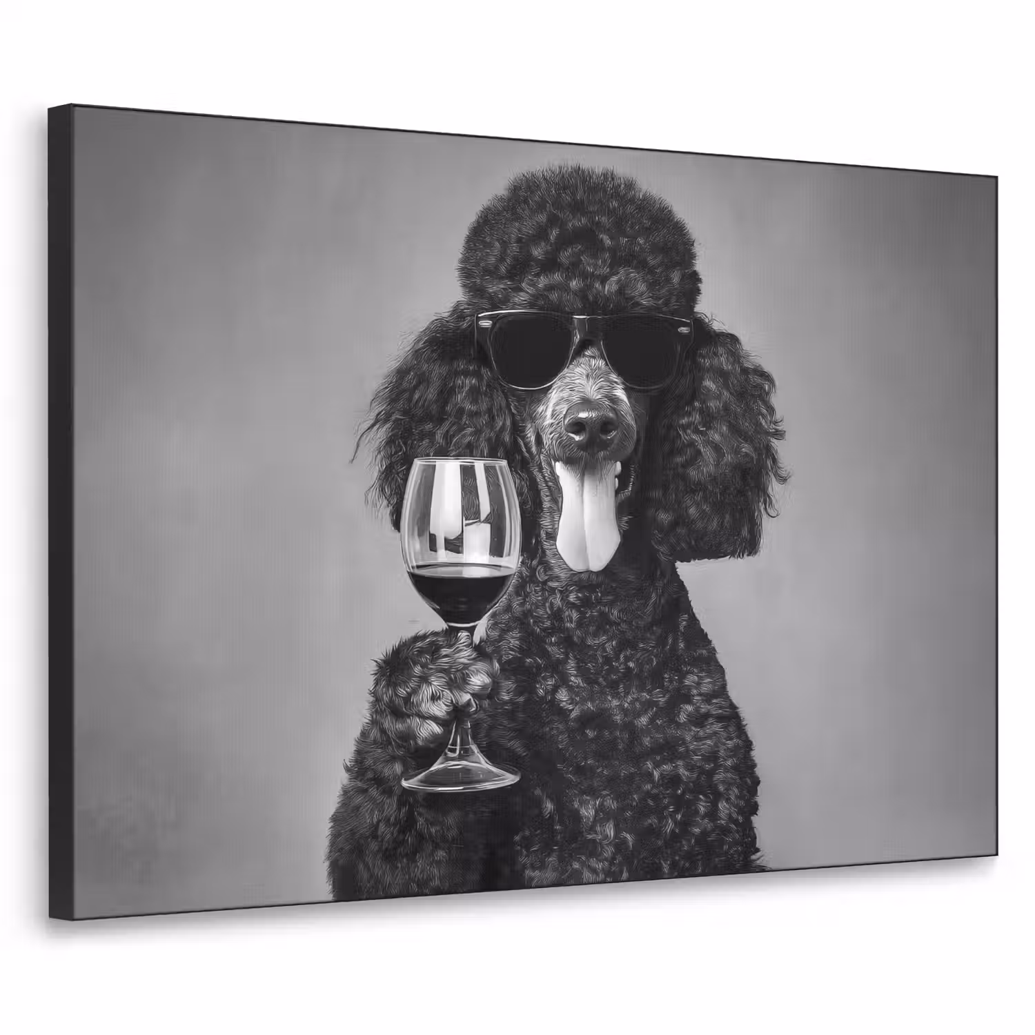 Hond - Krullen - Zonnebril - Wijn Textielframe - compleet frame klein -3d