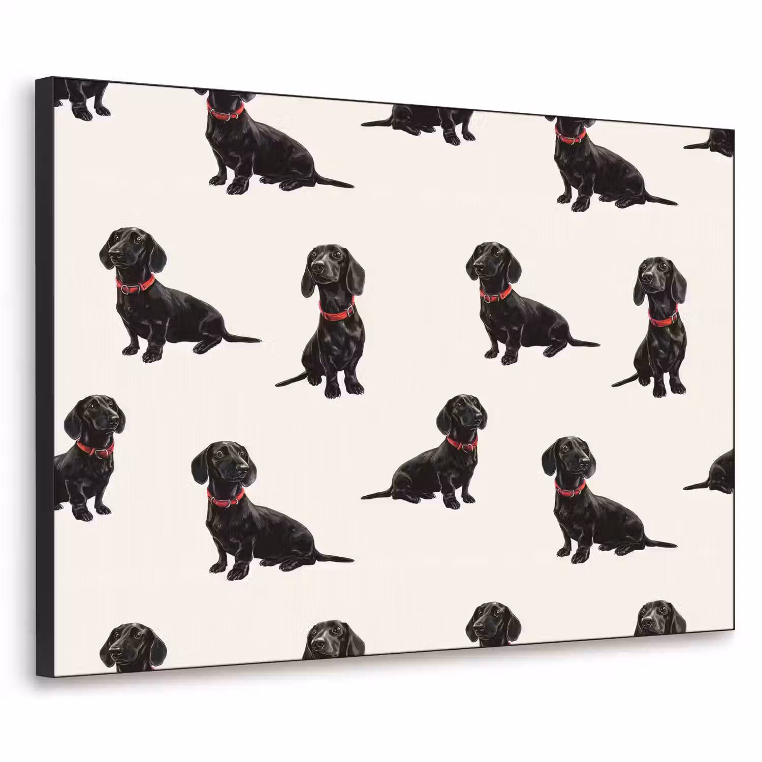 Hond - Patroon - Zwart Textielframe zwart klein 947 -3d