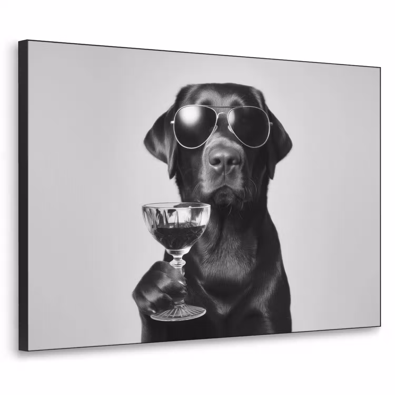 Hond - Zwart - Wijnglas - Zonnebril Textielframe - compleet frame klein -3d