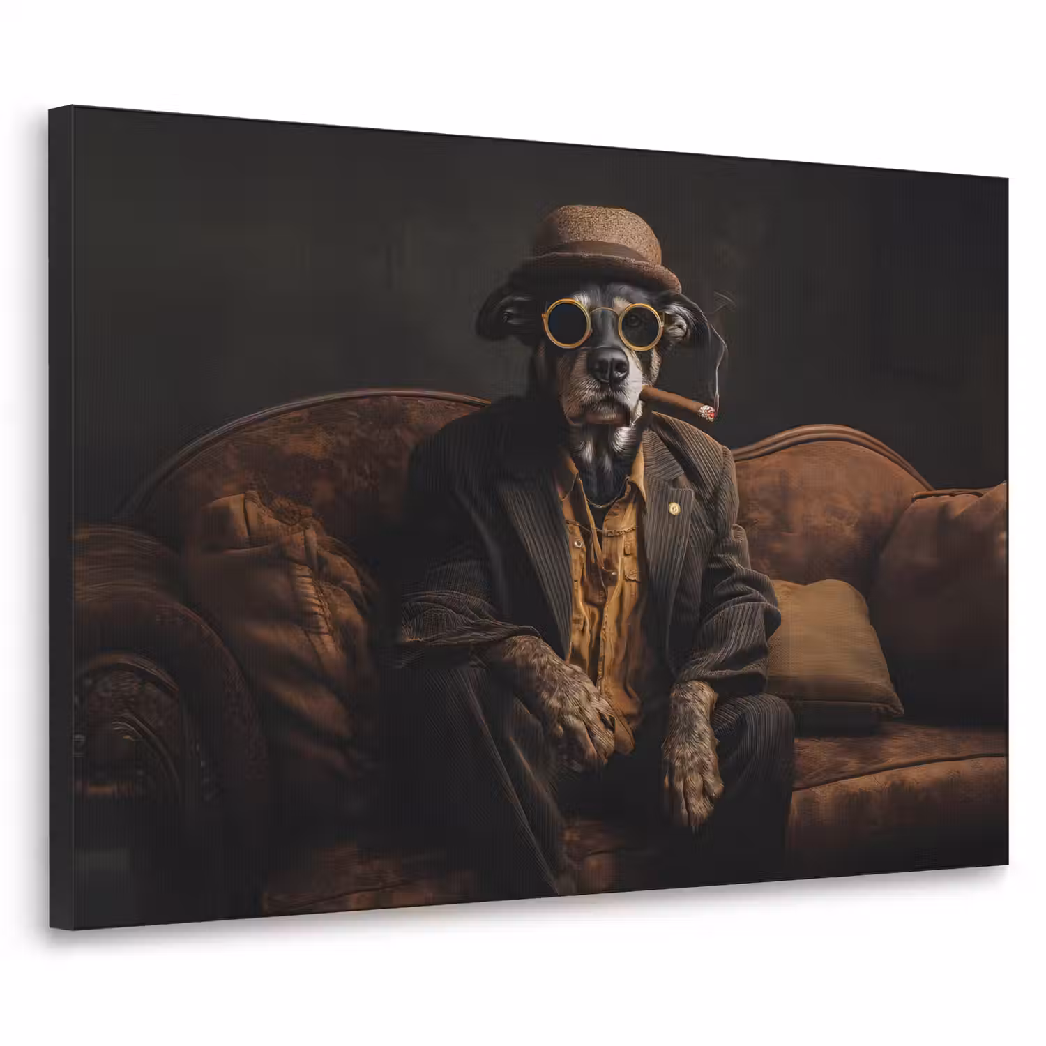 Hond - Sigaar - Hoed - Pak Textielframe - compleet frame klein -3d