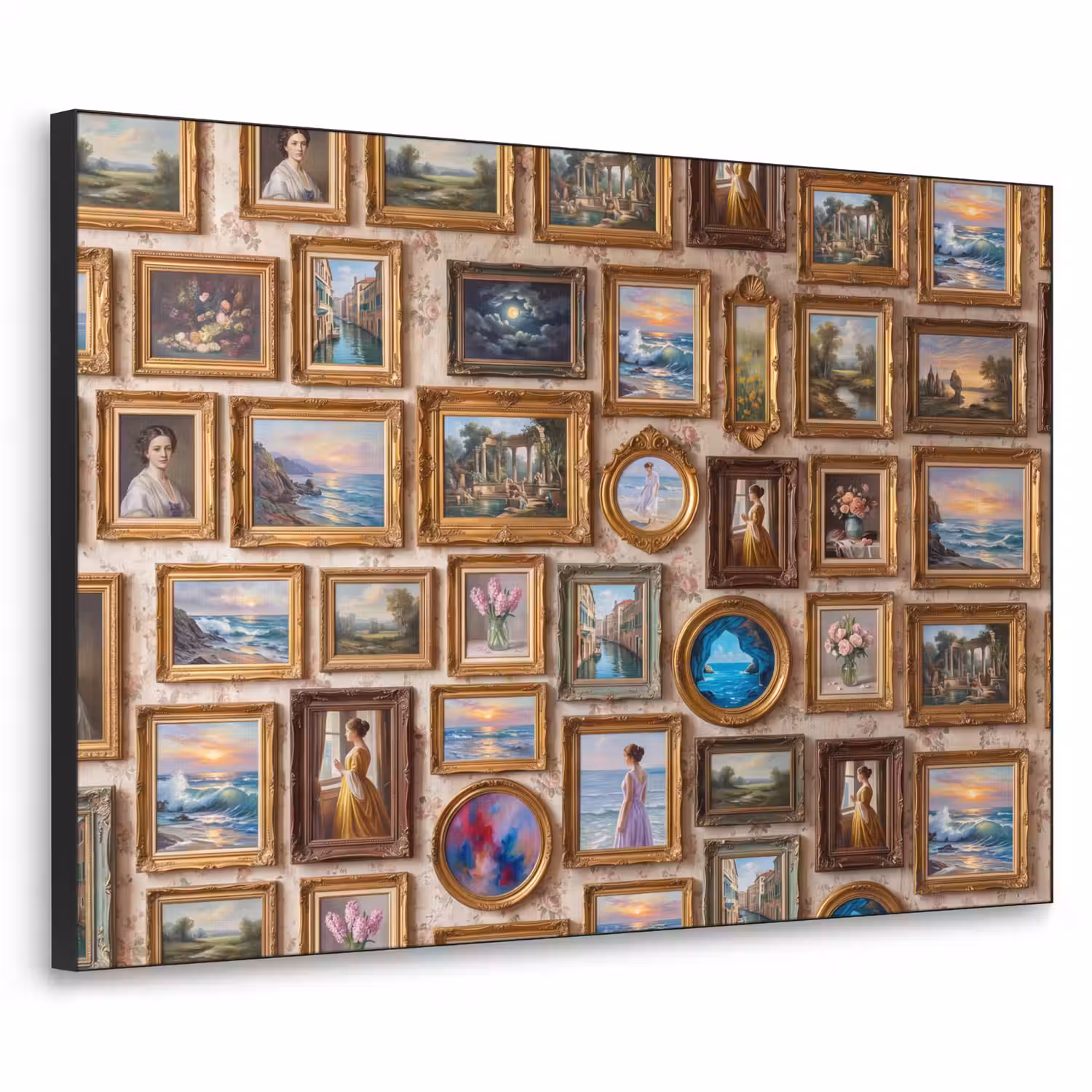 Interieur - Kunst - Collectie - Klassiek - Goud Textielframe zwart klein -3d