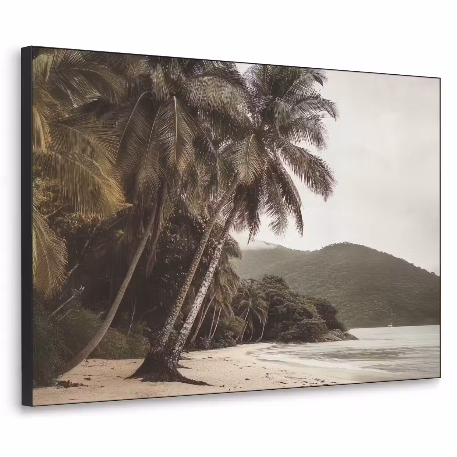 Eiland - Palmboom - Zee Textielframe - compleet frame klein -3d