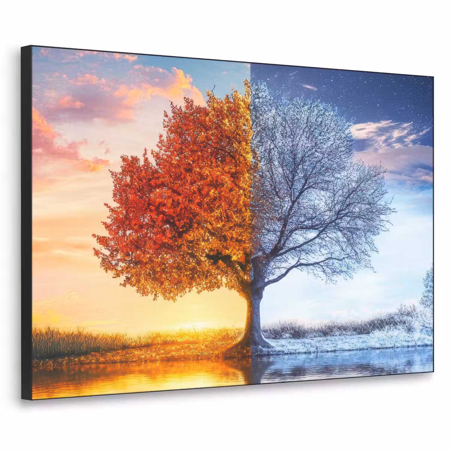 Seizoenen - Kunst - Boom - Herfst - Winter Textielframe - compleet frame klein -3d