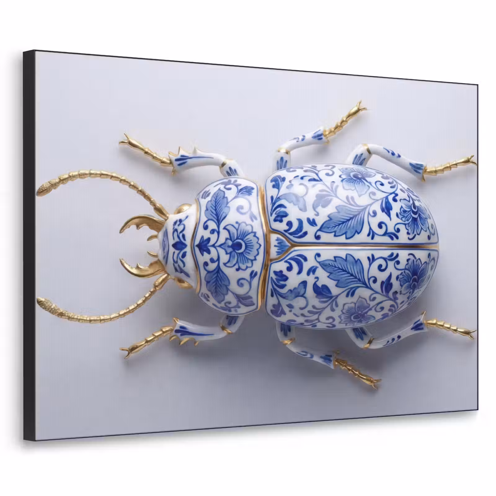 Art Frame - Käfer - Delfts - Blau - Gold - Kever - Delfts - Blauw - Goud Textielframe zwart klein