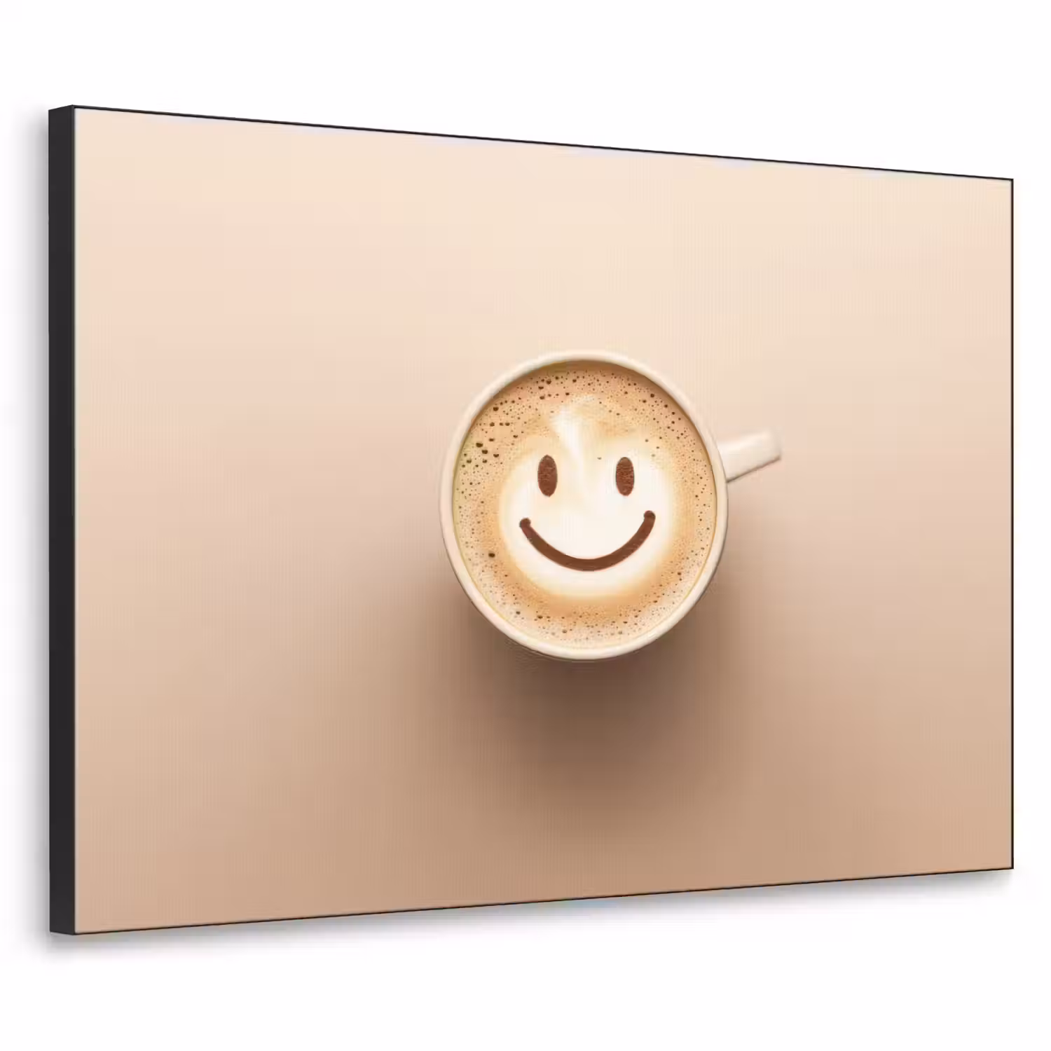 Koffie - Melkschuim - Lach - Beige Textielframe - compleet frame klein -3d