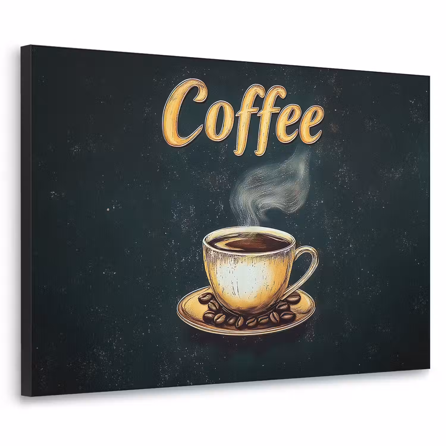 Koffie - Schotel - Koffiebonen - Retro Textielframe - compleet frame klein -3d