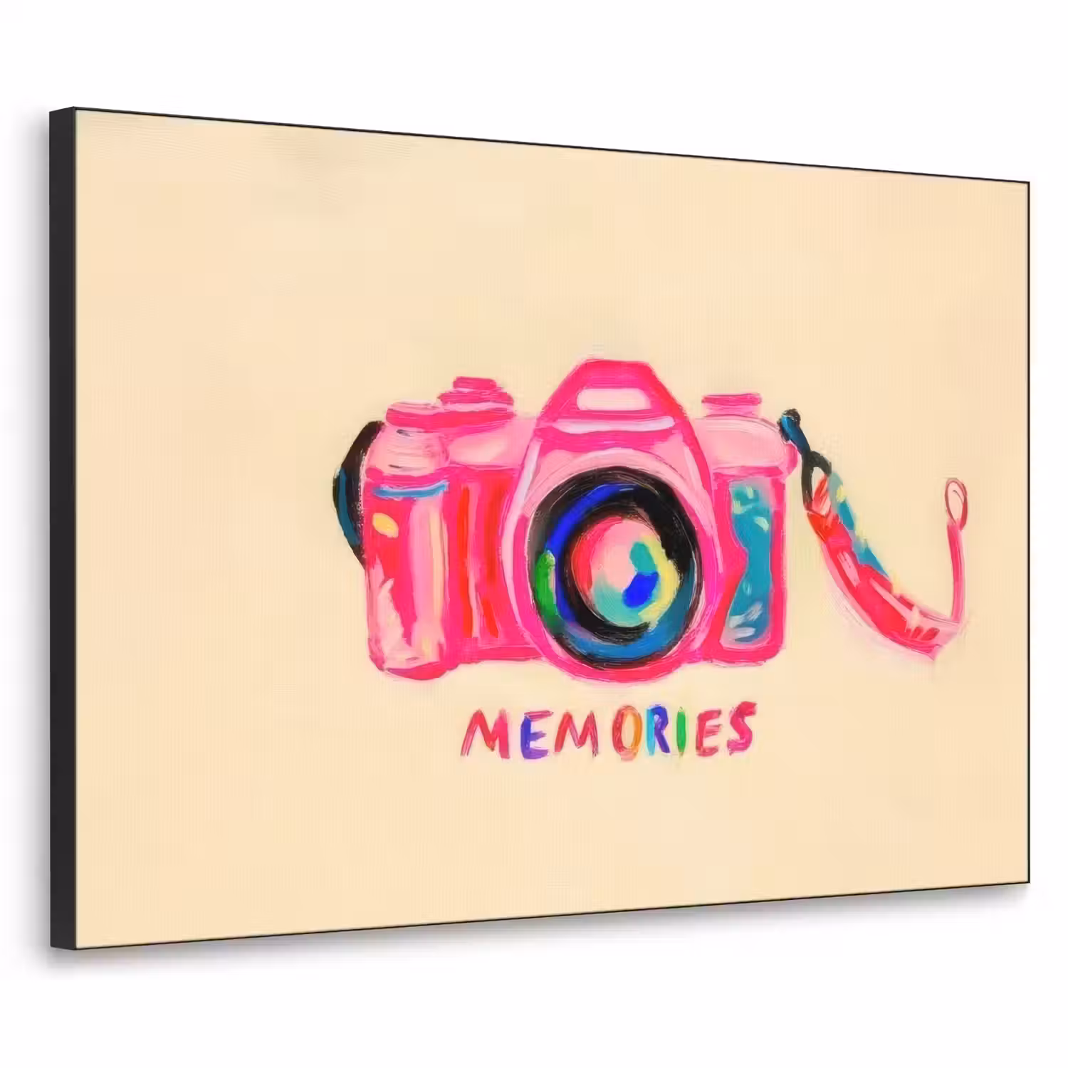 Camera - Memories - Roze - Geschilderd Textielframe - compleet frame klein -3d