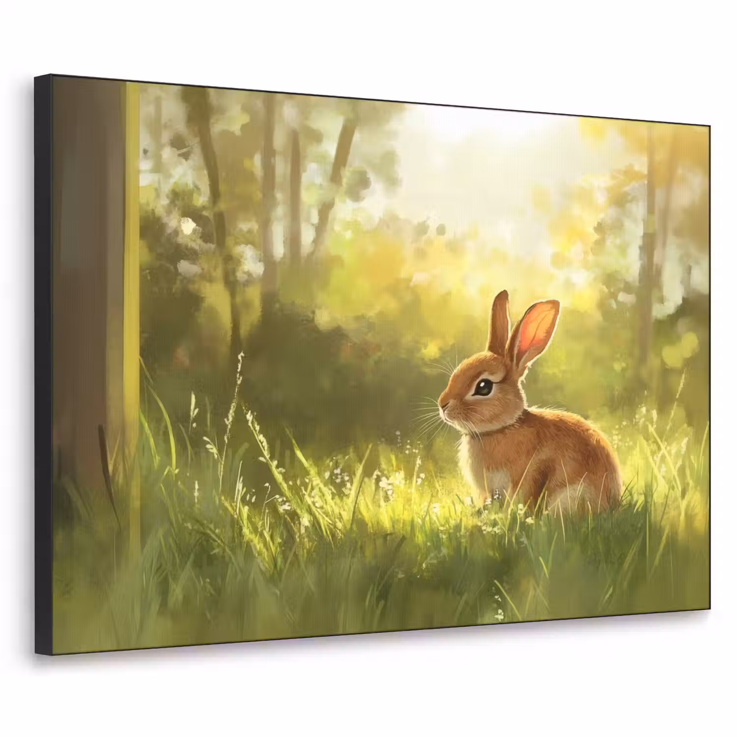 Konijn - Zonlicht - Bos Textielframe - compleet frame klein -3d