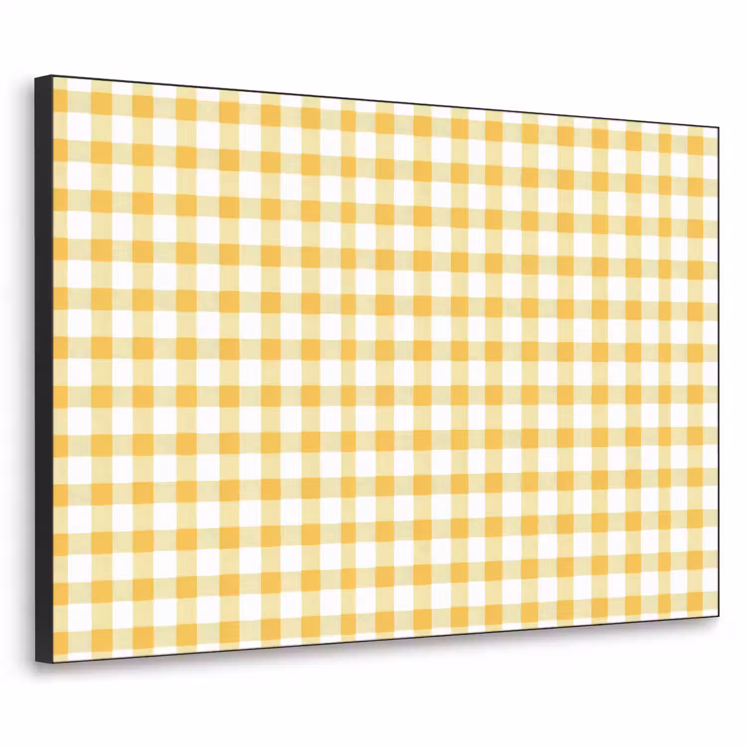 Ruit - Gingham - Klassiek - Geel en Wit Textielframe zwart klein 947 -3d