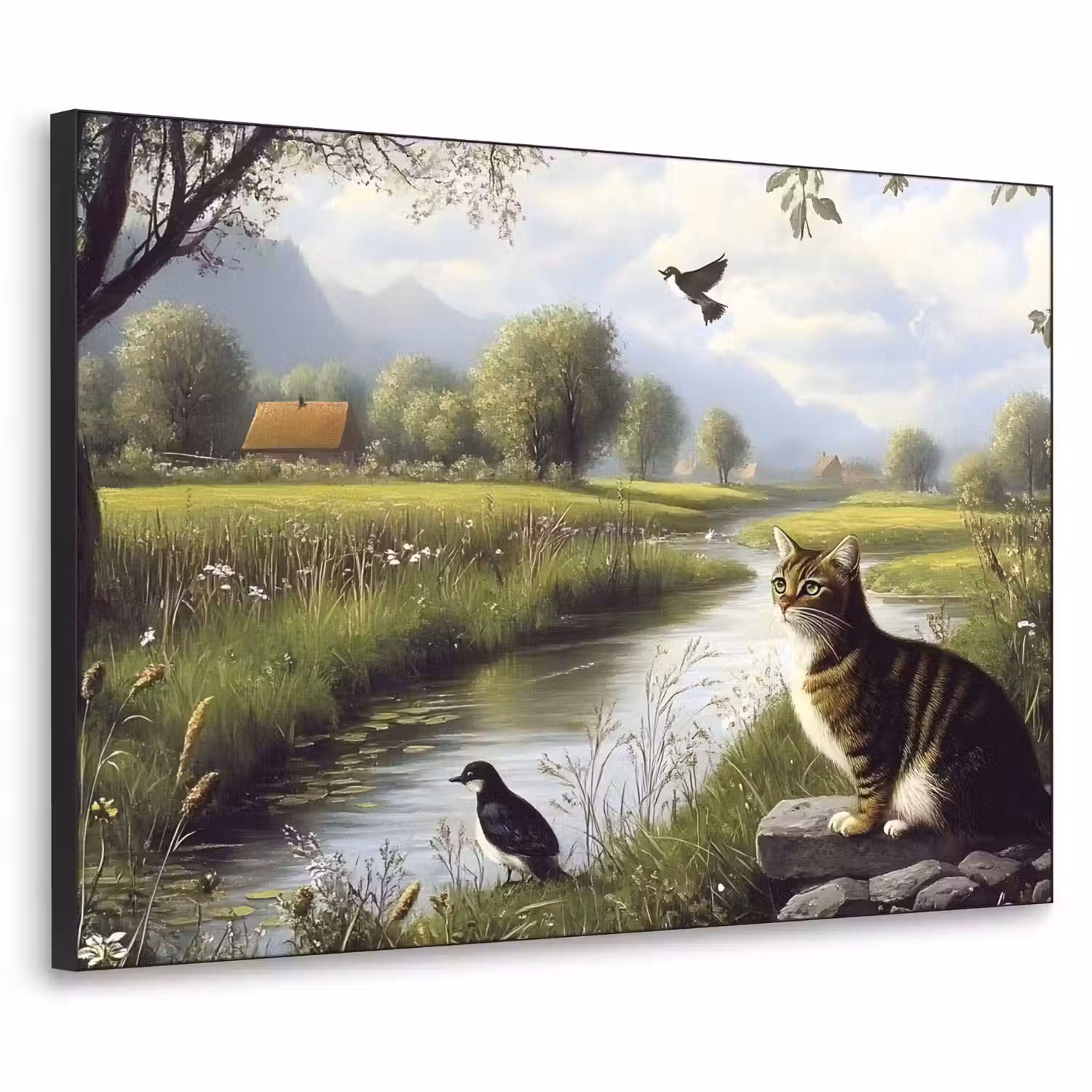 Kat - Beekje - Weide Textielframe - compleet frame klein -3d