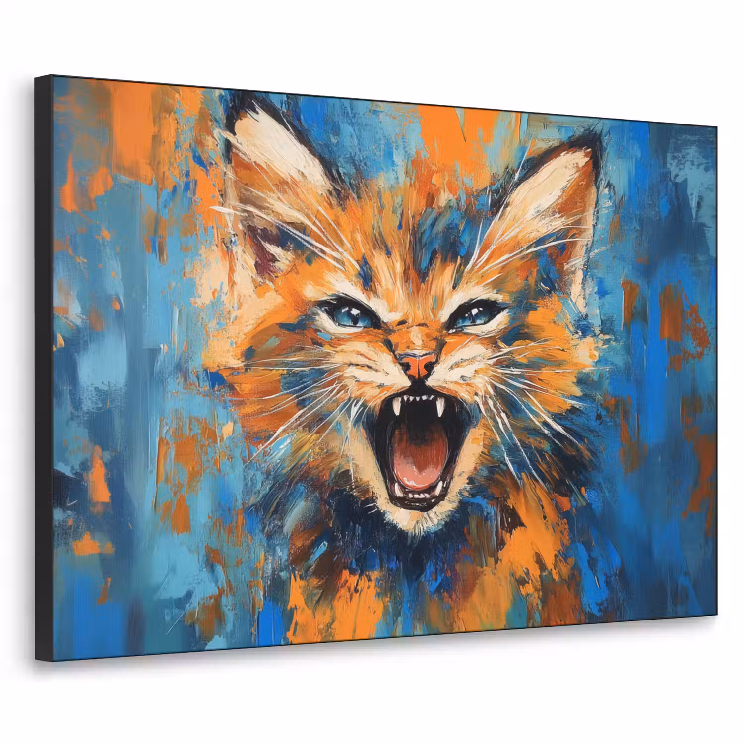 Kat - Kleurrijk - Oranje - Blauw Textielframe - compleet frame klein -3d
