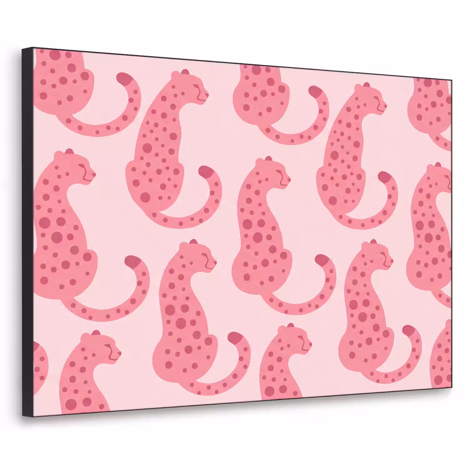 Kat - Gevlekt - Dieren - Patroon - Roze Textielframe zwart klein -3d