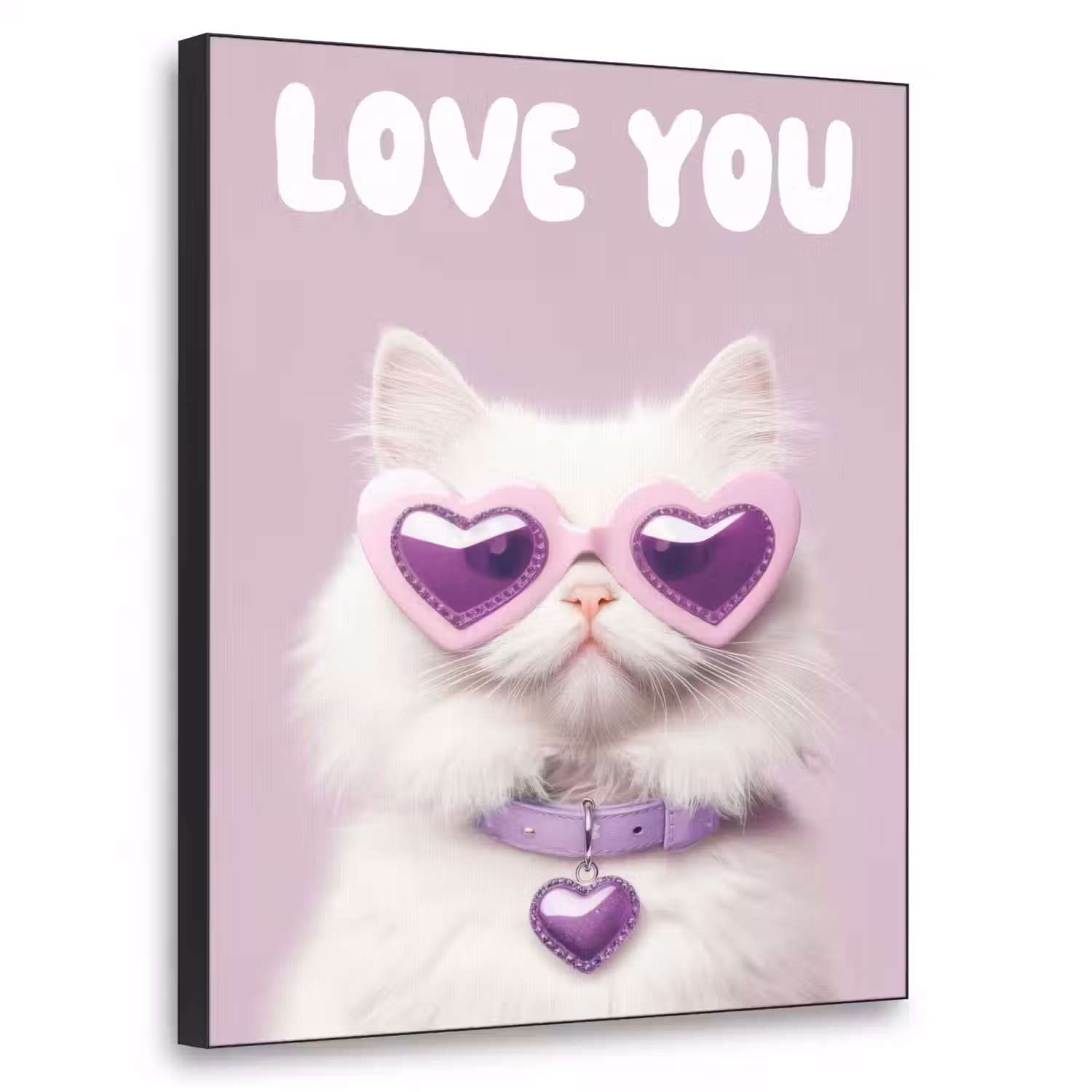 Kat - Love - Paars - Valentijn Textielframe - compleet frame klein -3d