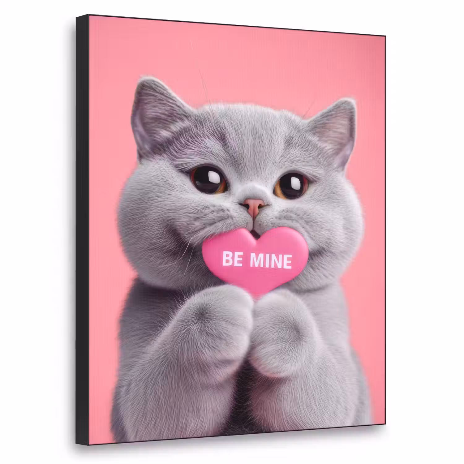 Kat - Valentijn - Roze - Liefde Textielframe - compleet frame klein -3d