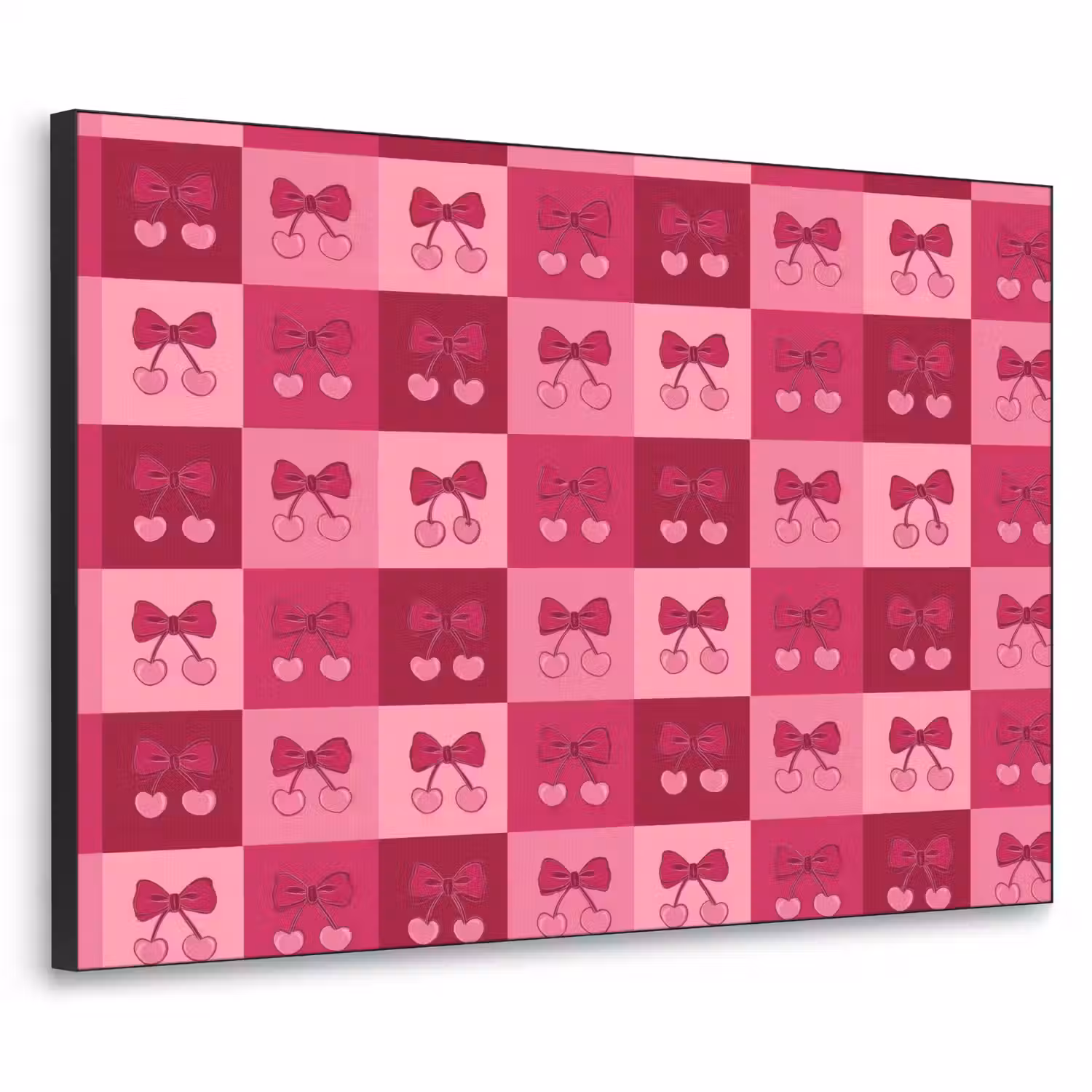 Kersen - Strikjes - Speels - Roze - Bordeaux Textielframe zwart klein 947 -3d