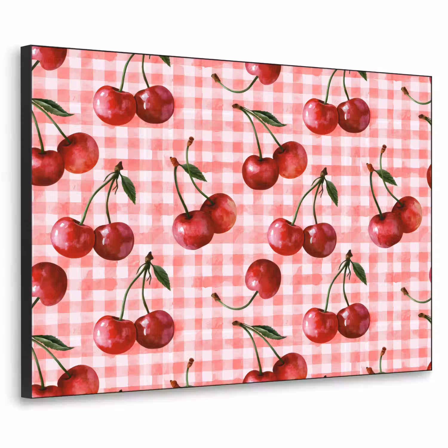 Kersen - Blokken - Rood Textielframe zwart klein 947 -3d