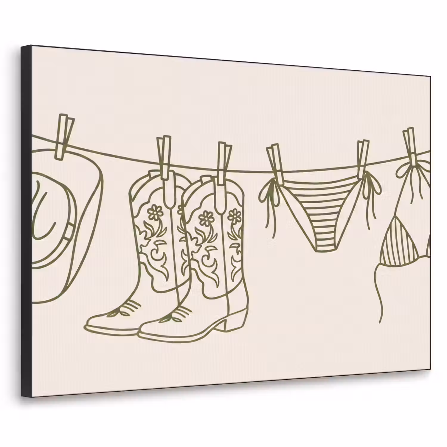 Kleding - Waslijn - Zomer - Lijntekening - Groen Textielframe zwart klein -3d