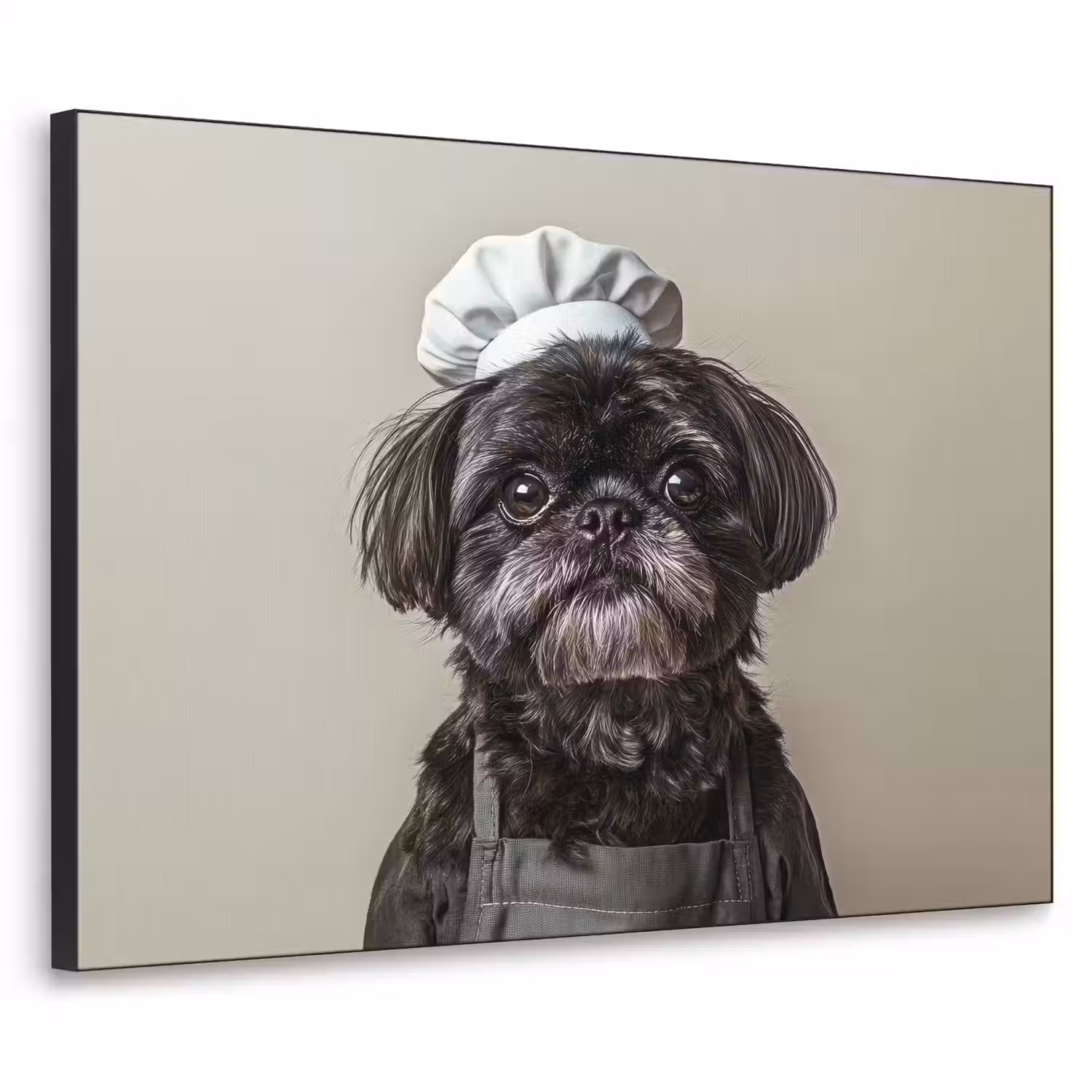 Kokskleding - Zwart - Hondje Textielframe - compleet frame klein -3d