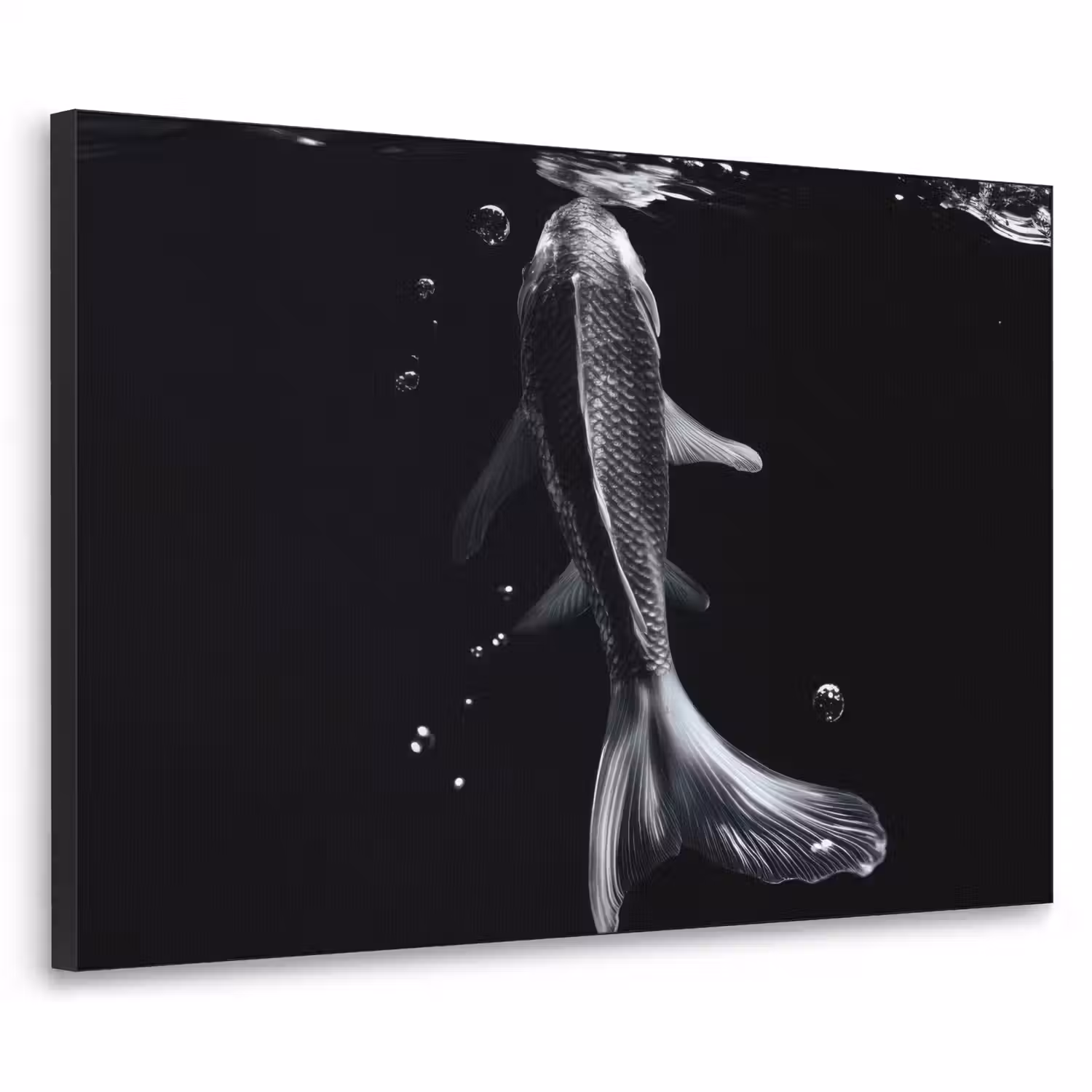Koi - Vissen - Water - Zwart Textielframe - compleet frame klein -3d