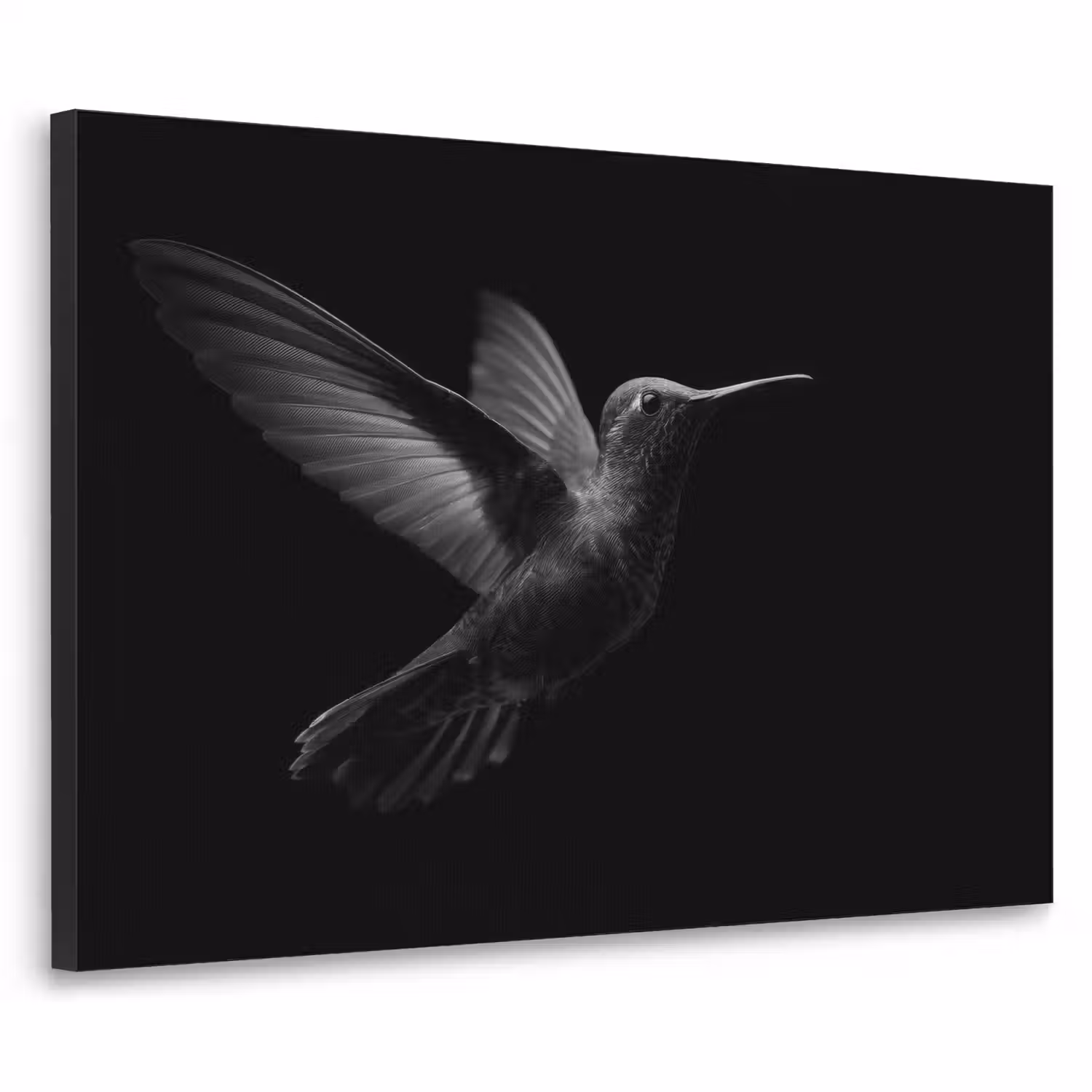 Kolibrie - Zwart - Dieren Textielframe - compleet frame klein -3d