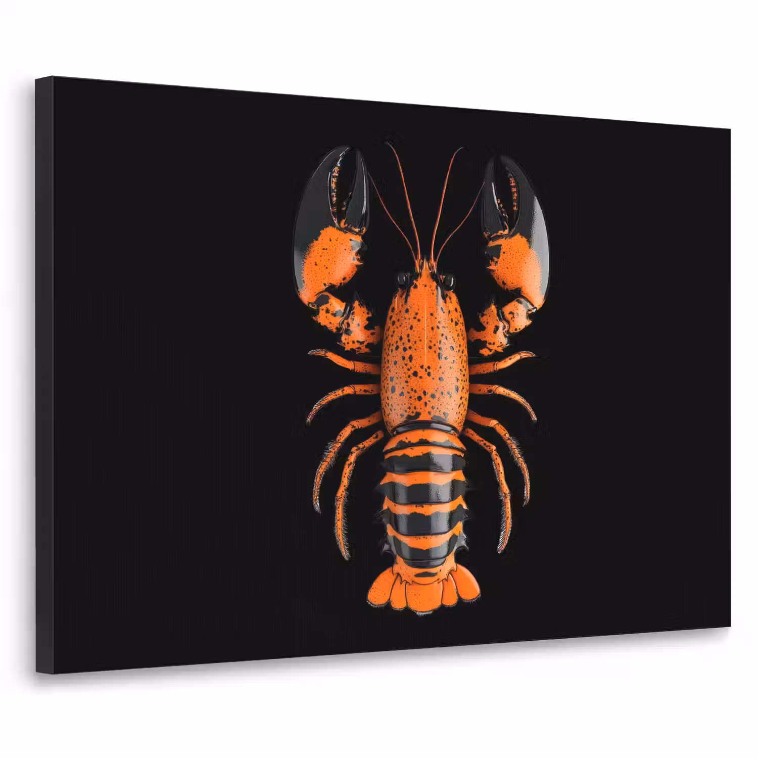 Kreeft - Oranje - Zwart - Modern Textielframe - compleet frame klein -3d