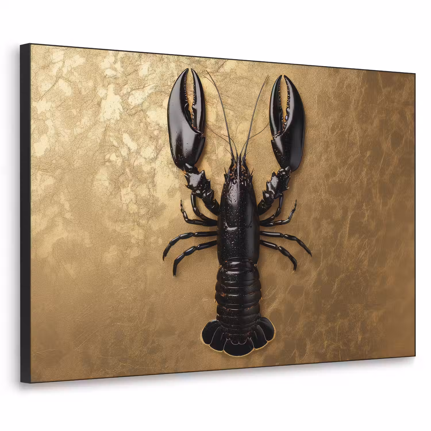 Kreeft - Zwart - Goud - Luxe Textielframe - compleet frame klein -3d