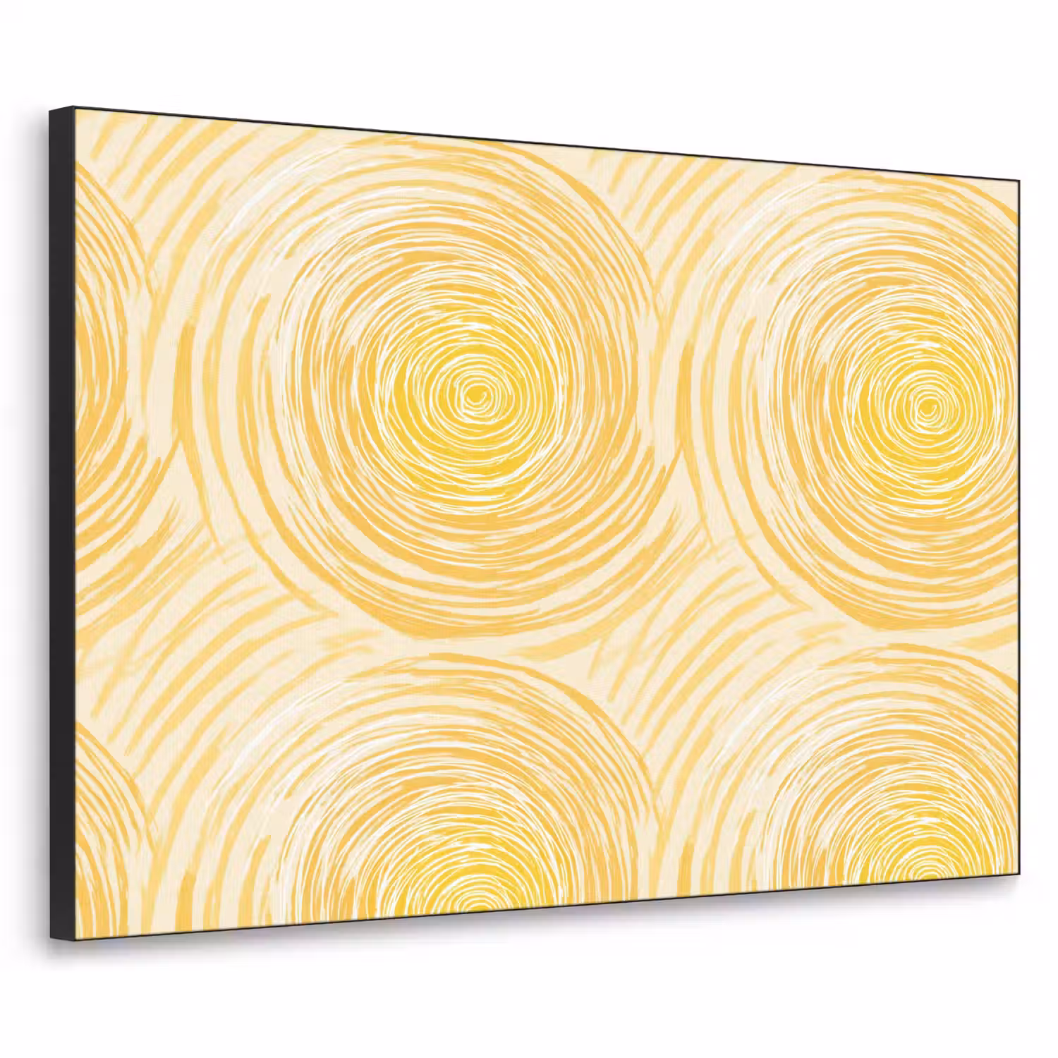 Cirkels - Abstract - Artistiek - Geel Textielframe zwart klein 947 -3d