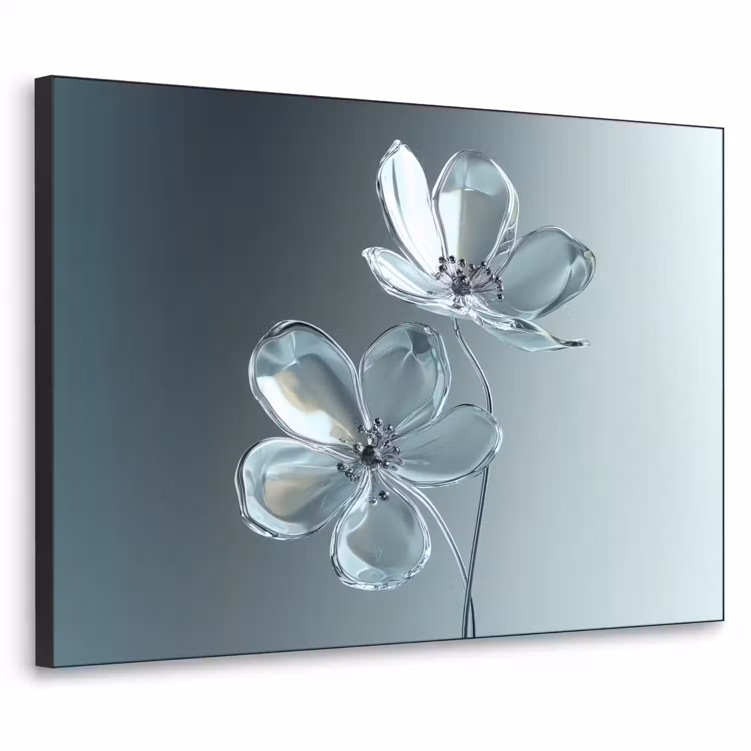Kristal - Bloemen - Grijs Textielframe - compleet frame klein -3d