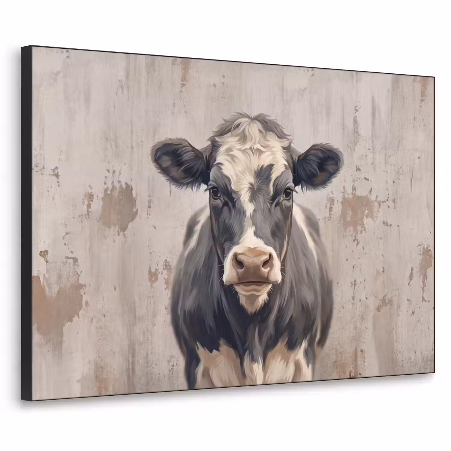 Koe - Portret - Dieren - Modern Textielframe zwart klein -3d