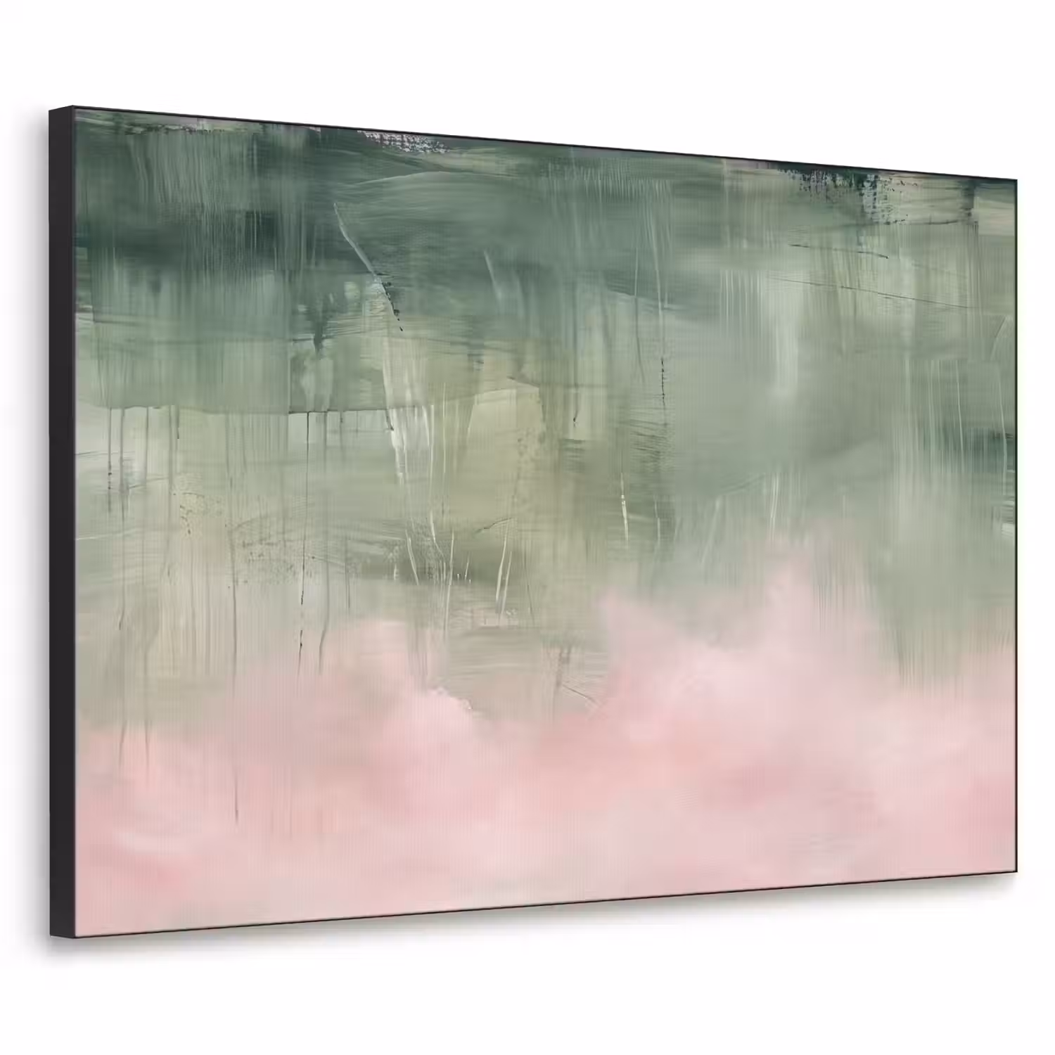 Kunst - Abstract - Modern - Groen - Roze Textielframe zwart klein -3d