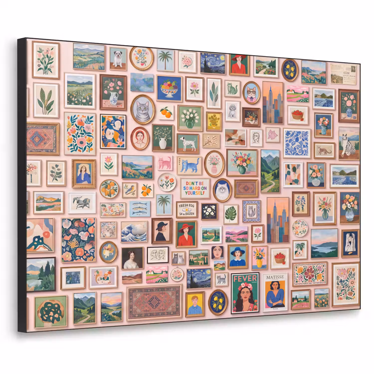 Kunst - Collectie - Decoratie - Modern - Kleurrijk Textielframe zwart klein -3d