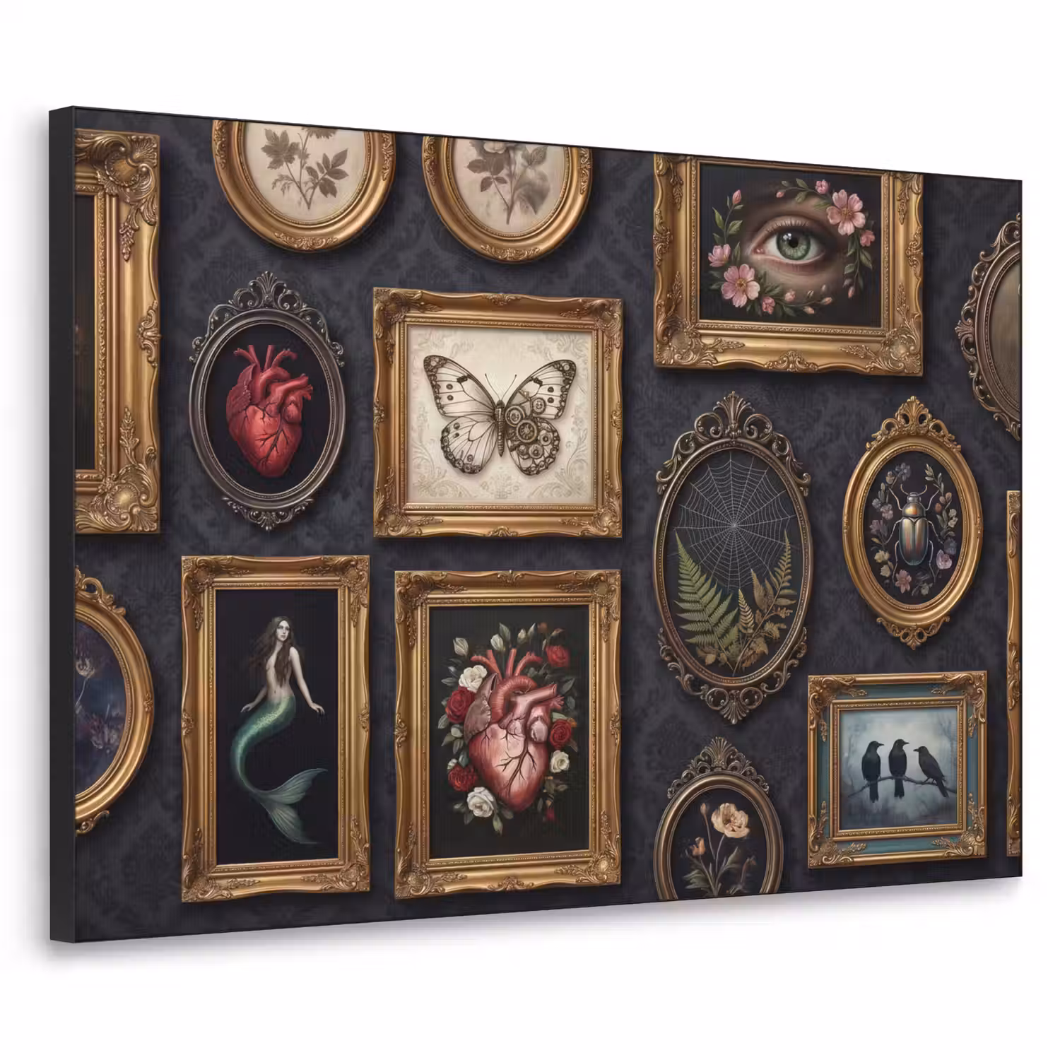 Kunst - Collectie - Vintage - Klassiek - Donker Textielframe zwart klein -3d