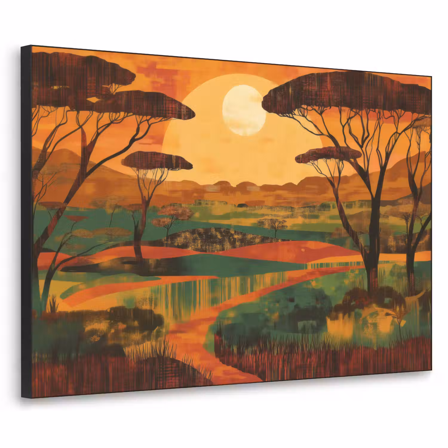 Landschap - Afrikaans - Zon Textielframe - compleet frame klein -3d
