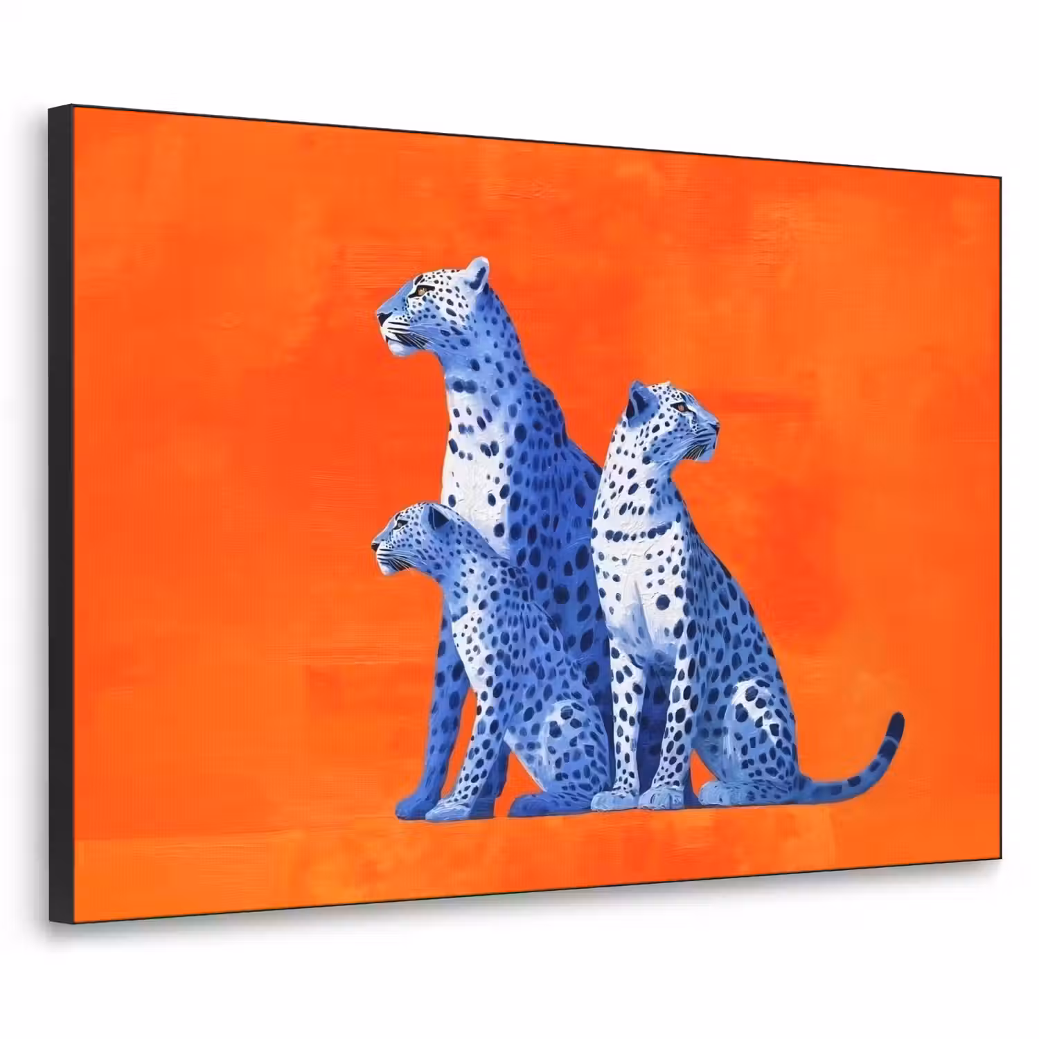 Luipaarden - Stippen - Oranje Textielframe - compleet frame klein -3d