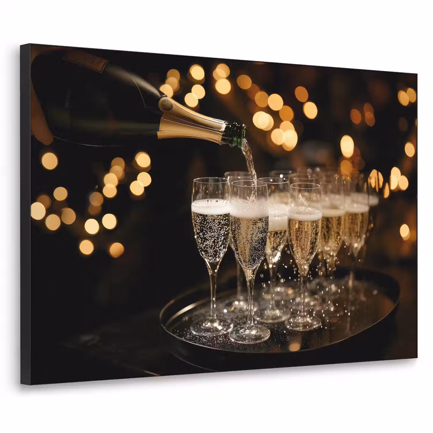 Lichtjes - Champagne - Dienblad - Glazen Textielframe - compleet frame klein -3d