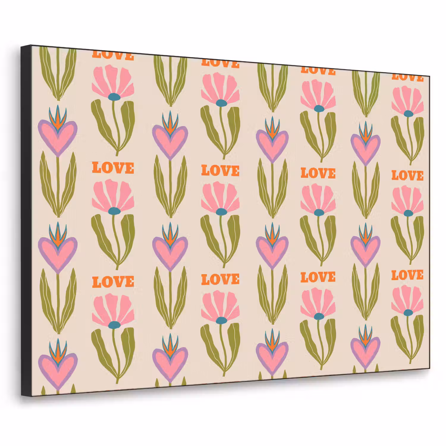 Love - Patroon - Bloemen - Hartjes Textielframe - compleet frame klein 947 -3d