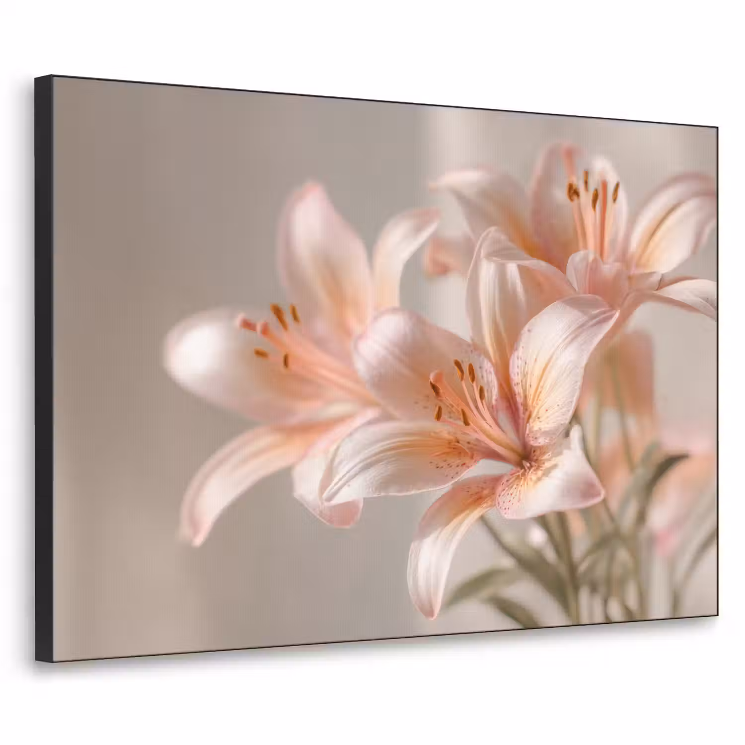 Lelies - Meeldraden - Roze - Wazig Textielframe - compleet frame klein -3d