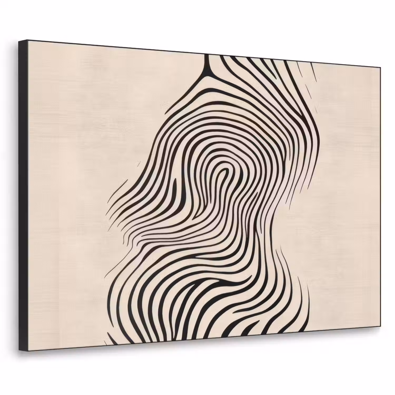 Lijnen - Abstract - Golvend - Zwart Textielframe - compleet frame klein -3d