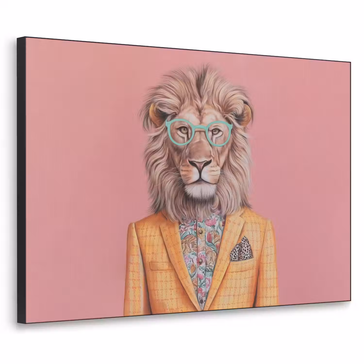 Leeuw - Pak - Geruit - Bril Textielframe - compleet frame klein -3d